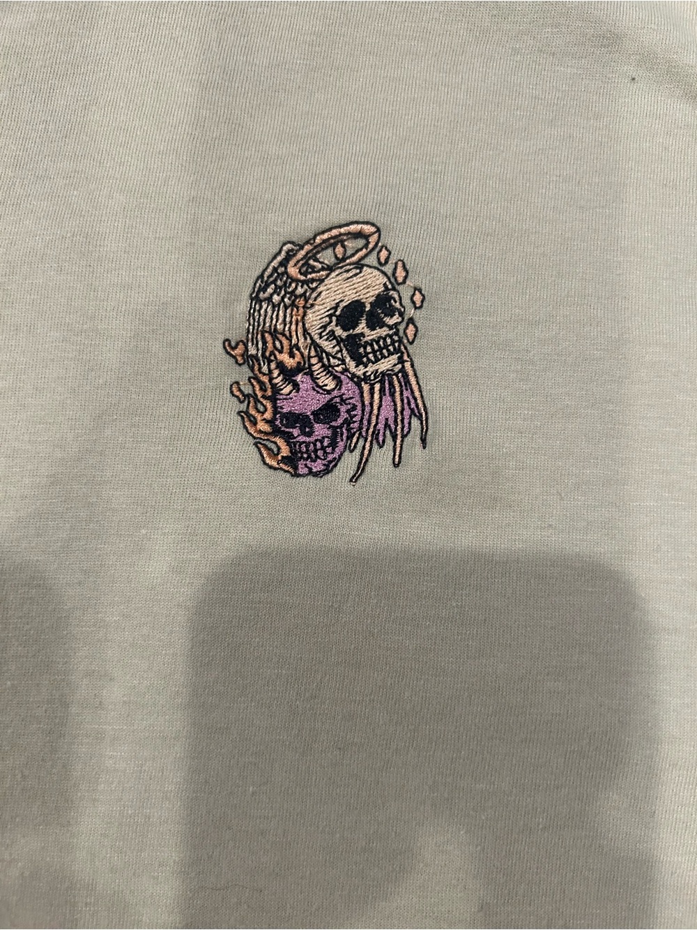 Launder Saint Sinner T Shirt Mens Medium M Green Angel Devil Skull True Vibes - Picture 5 of 9